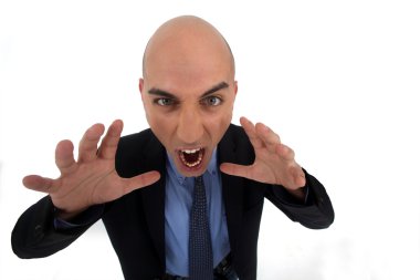 Angry bald businessman clipart