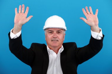 Joyous architect celebrating last day clipart