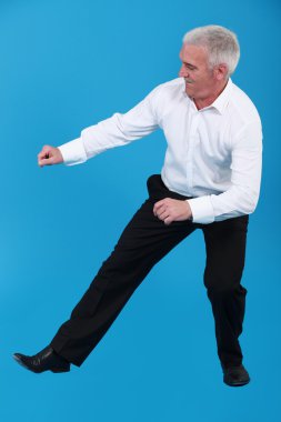 Elderly man dancing clipart