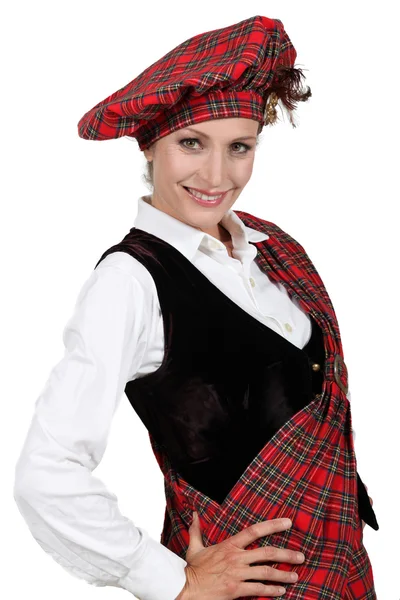 Жінка в шотландському костюмі — стокове фото