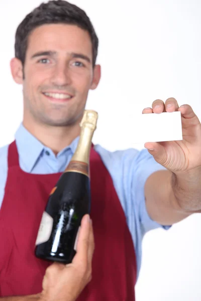 Man holding business card — Stock Photo, Image