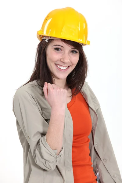 Jovem trabalhador da construção bem sucedido — Fotografia de Stock