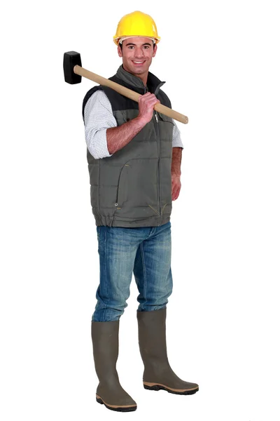 Muž s kladivem — Stock fotografie