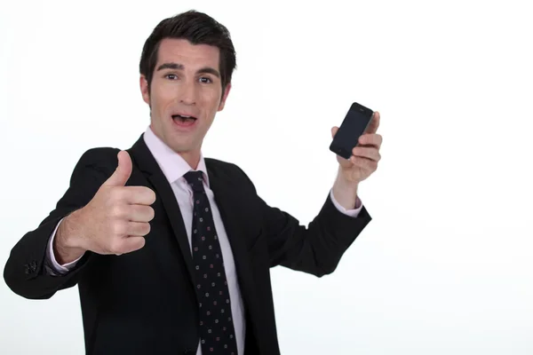 stock image Businessman receiving good news