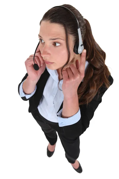 Female call-center worker — Stock Photo, Image