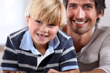 Father and son spending quality time together clipart