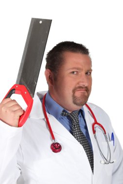 Doctor unhappy about the cuts to healthcare clipart