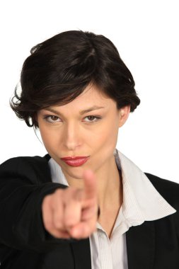 Young woman threatening with her finger clipart