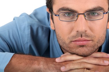 Bored man wearing glasses clipart