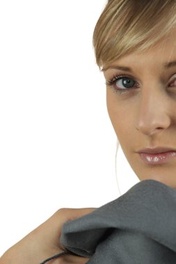 Woman glancing over her shoulder clipart