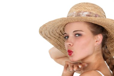 Woman blowing kiss clipart
