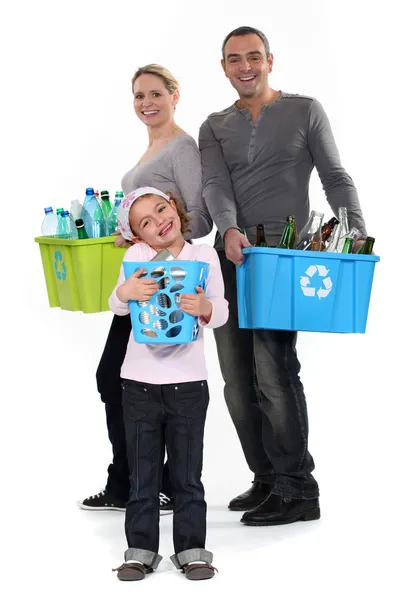 Familie recycling — Stockfoto