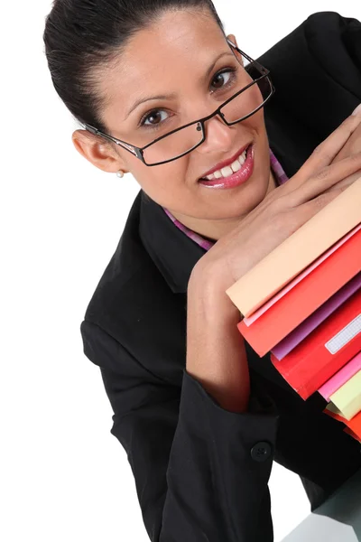 Employee with stack of documents — Stock Photo, Image