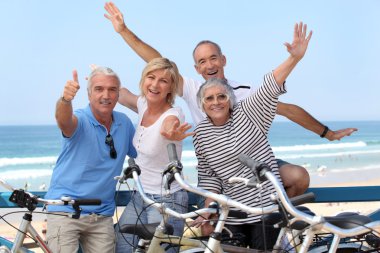 Group of senior on bikes clipart