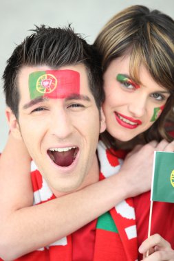 Two Portugal fans clipart