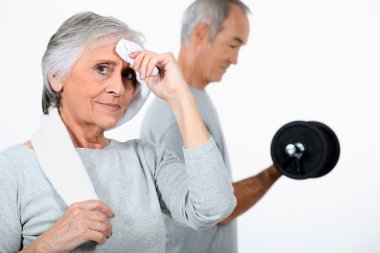 Seniors at the gym clipart