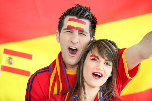 Spansk fotbollsfans sjunga — Stockfoto