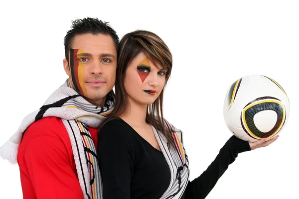 Couple supporting German football team — Stock Photo, Image