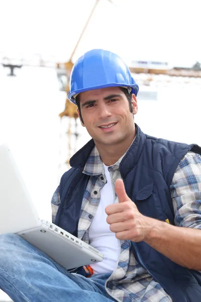 Man on site giving the go ahead — Stock Photo, Image