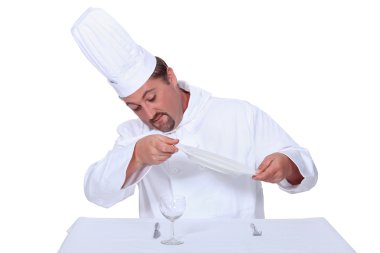Chef wondering where his meal is clipart