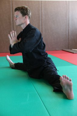 Man practicing martial arts moves clipart