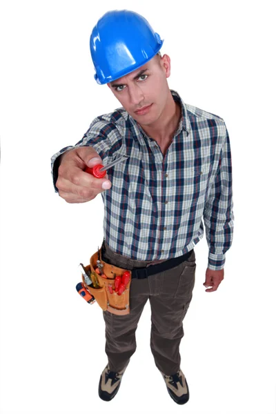 Man showing screwdriver — Stock Photo, Image
