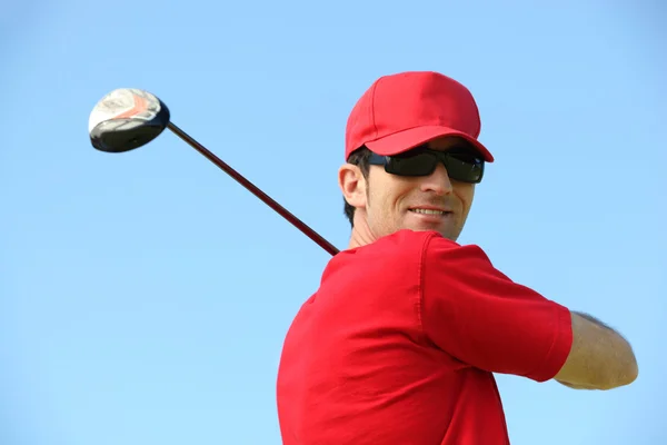 Cabeça de golfista e ombros sorrindo . — Fotografia de Stock