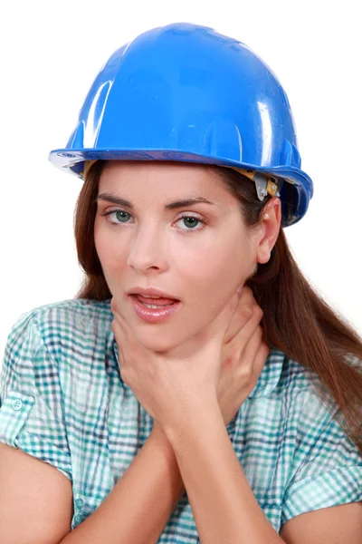 stock image Craftswoman choking herself