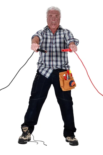 Technician being electrocuted — Stock Photo, Image