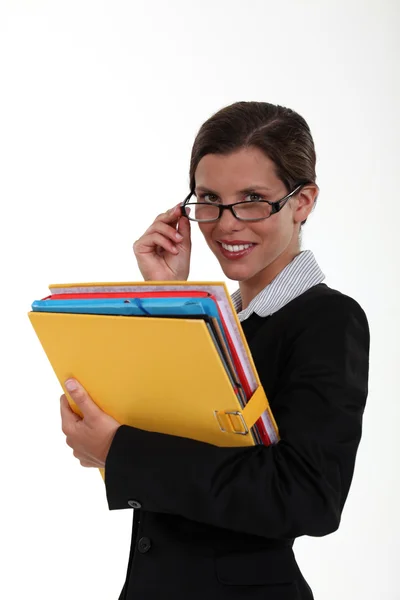 A businesswoman with a big folder. — Stock Photo, Image