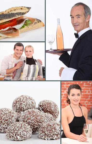 Restaurant thematische Collage — Stockfoto