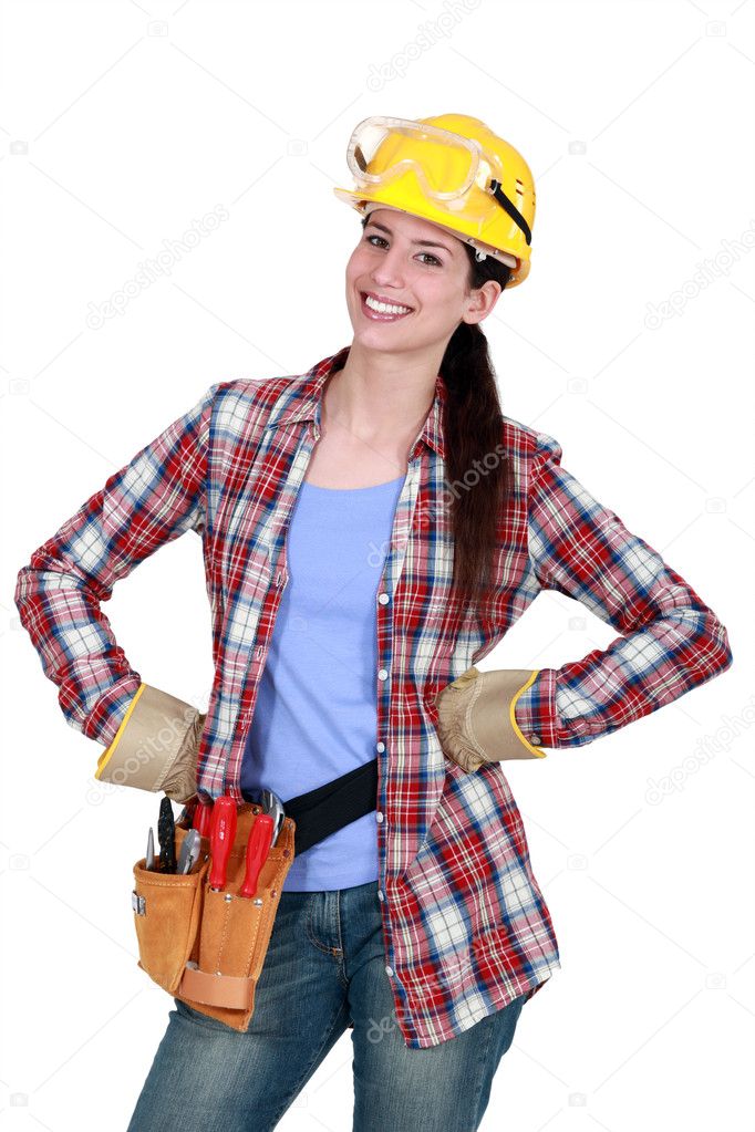 Happy female woodworker — Stock Photo © photography33 #8053469