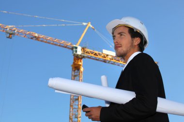 Architect on construction site clipart