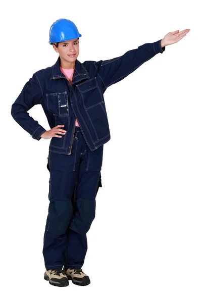 Traffic guard pointing out the way — Stock Photo, Image