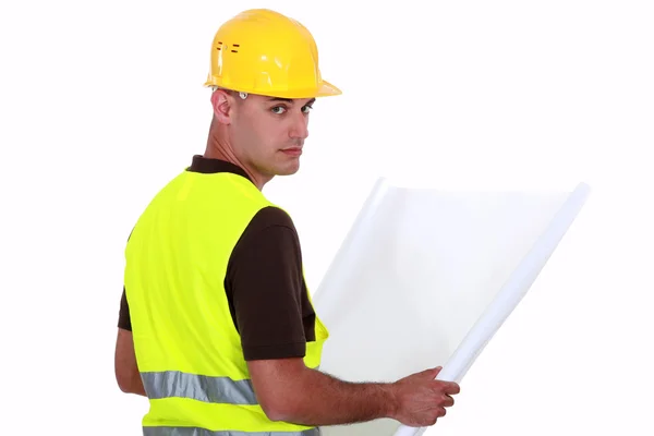 Engineer with plans — Stock Photo, Image
