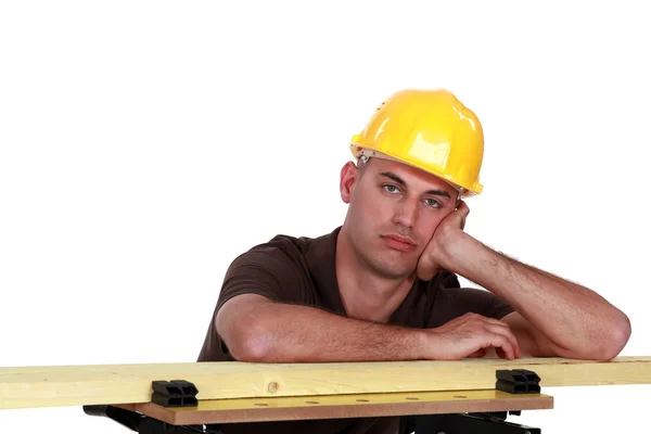 Bored carpenter, — Stock Photo, Image