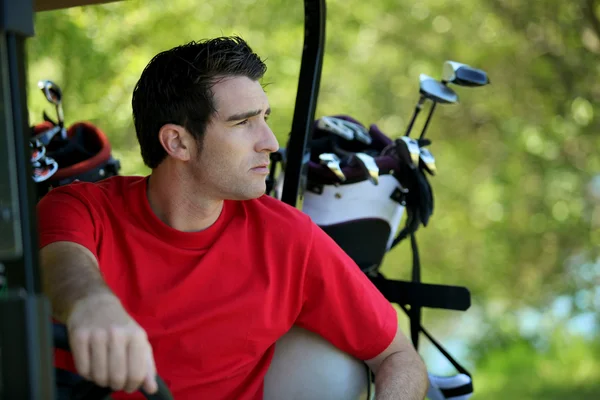 Golfista in buggy . — Foto Stock