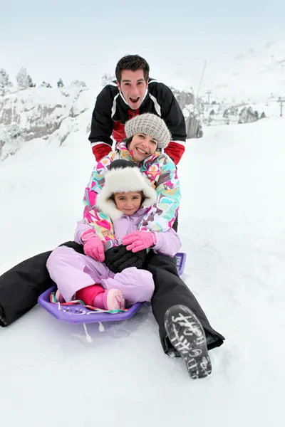 Happy family in ski holidays — Stock Photo, Image