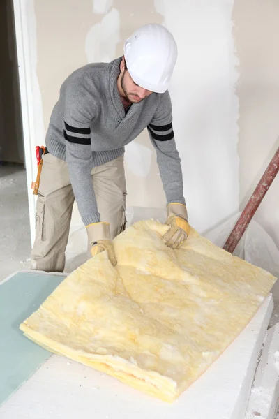 Plasterer doing repairs in house — Stock Photo, Image