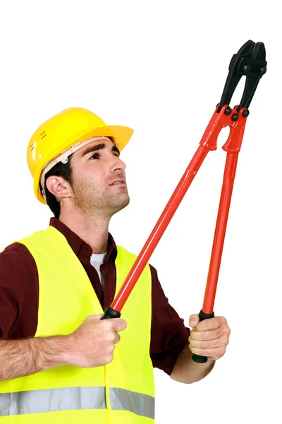Manual worker with bolt cutter — Stock Photo, Image