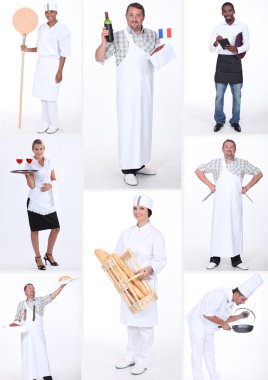 Small traders and restaurant employees clipart