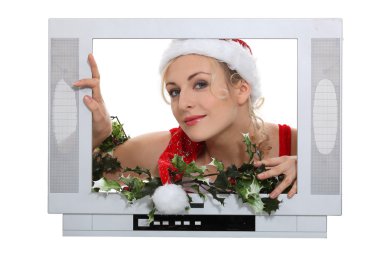 Woman dressing in festive costume clipart