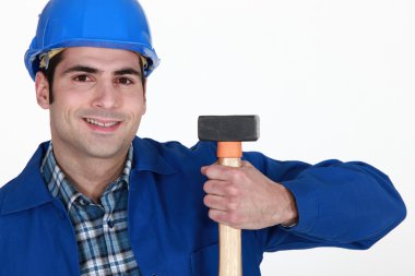 Man holding hammer clipart