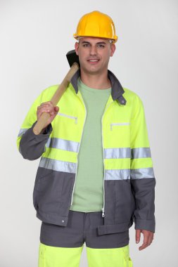 Worker with a sledgehammer clipart