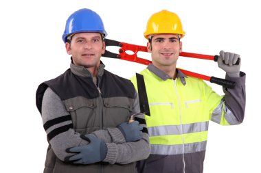 Two craftsmen posing together clipart