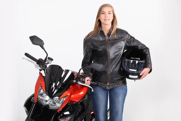 Ženské motorkář — Stock fotografie
