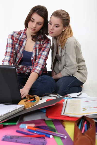 Twee vrouwelijke vrienden studeren. — Stockfoto