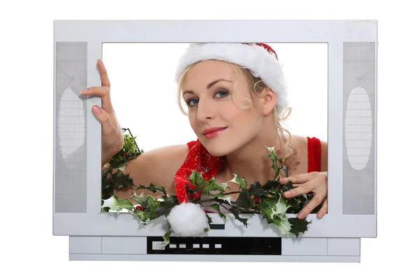 Woman dressing in festive costume — Stock Photo, Image