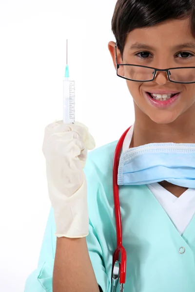 Criança se veste como cirurgião — Fotografia de Stock