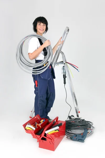 Female electrician — Stock Photo, Image